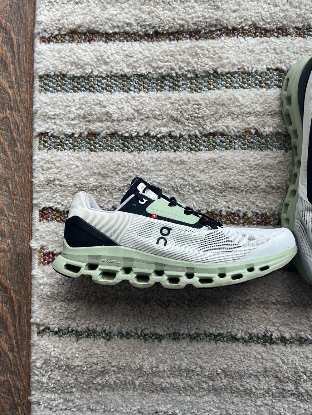 On Running Men’s Athletic Shoe in White, Mint Green and Black